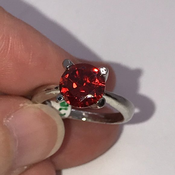 Silver Red Cz Ring, Size 5 1/4 - Picture 2 of 7